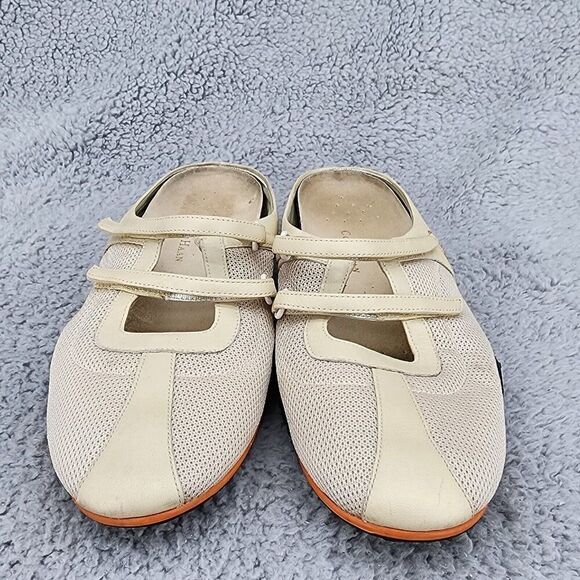 Vintage Cole Haan Womens Shoes Sz 9.5 B Tan Leather Slip On Mule Clogs Comfort - Picture 2 of 10